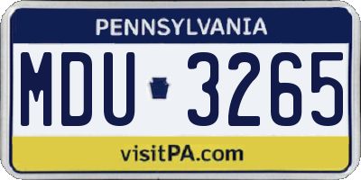 PA license plate MDU3265