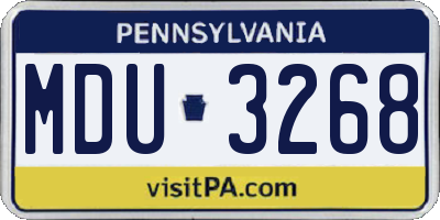 PA license plate MDU3268