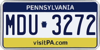 PA license plate MDU3272