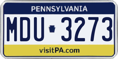PA license plate MDU3273