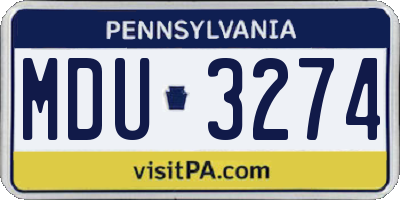 PA license plate MDU3274