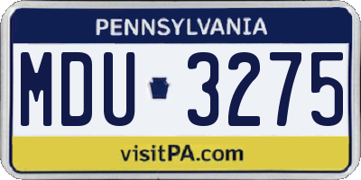 PA license plate MDU3275