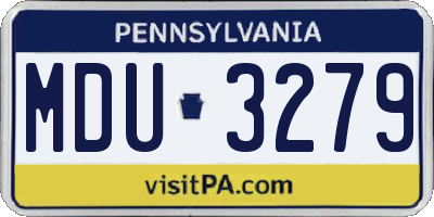 PA license plate MDU3279