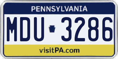 PA license plate MDU3286