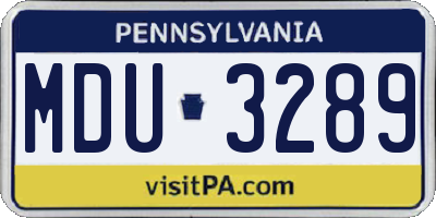PA license plate MDU3289