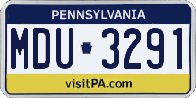 PA license plate MDU3291
