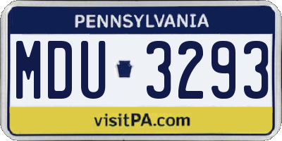 PA license plate MDU3293