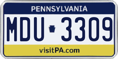 PA license plate MDU3309