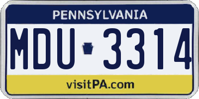 PA license plate MDU3314