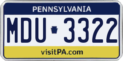 PA license plate MDU3322