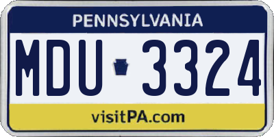 PA license plate MDU3324