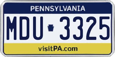 PA license plate MDU3325