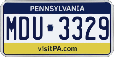 PA license plate MDU3329