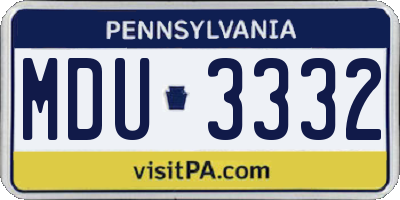 PA license plate MDU3332