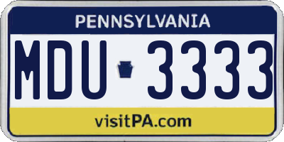 PA license plate MDU3333