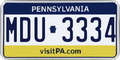 PA license plate MDU3334