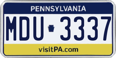PA license plate MDU3337
