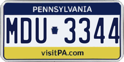 PA license plate MDU3344