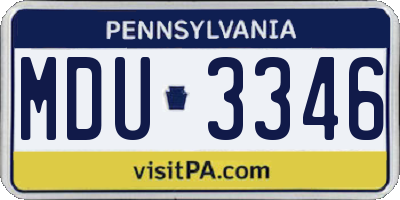 PA license plate MDU3346