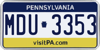 PA license plate MDU3353