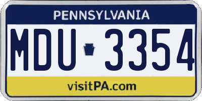PA license plate MDU3354