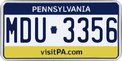 PA license plate MDU3356