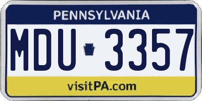 PA license plate MDU3357