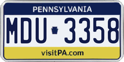 PA license plate MDU3358