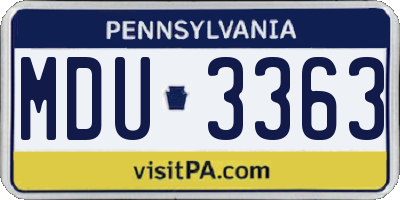 PA license plate MDU3363