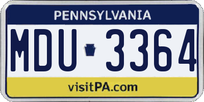 PA license plate MDU3364