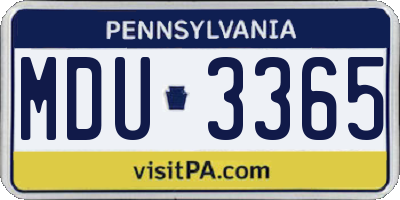 PA license plate MDU3365