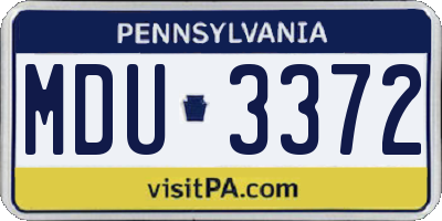PA license plate MDU3372