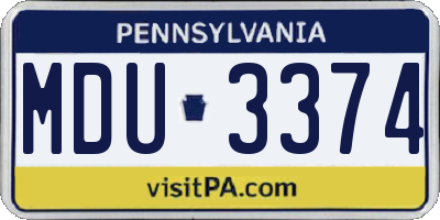 PA license plate MDU3374