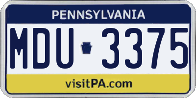 PA license plate MDU3375