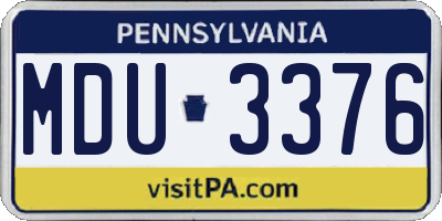 PA license plate MDU3376