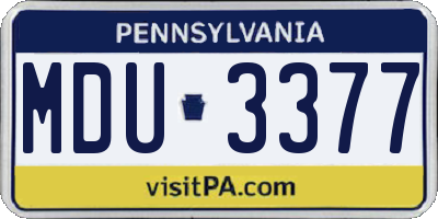 PA license plate MDU3377