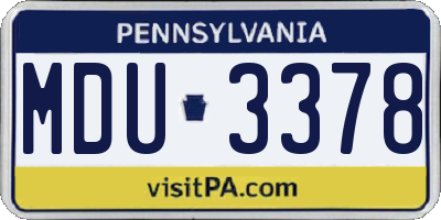 PA license plate MDU3378