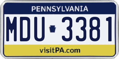 PA license plate MDU3381