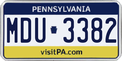 PA license plate MDU3382