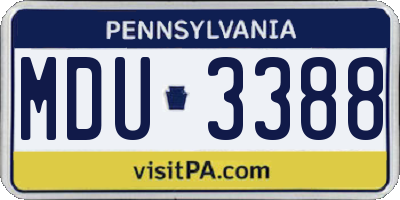 PA license plate MDU3388