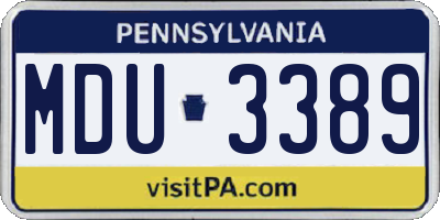 PA license plate MDU3389