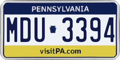 PA license plate MDU3394
