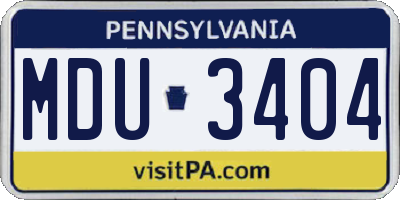 PA license plate MDU3404