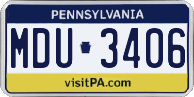 PA license plate MDU3406