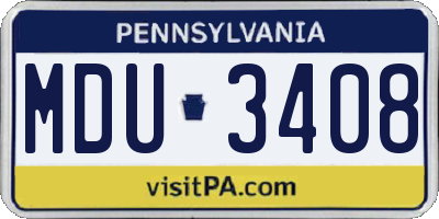 PA license plate MDU3408