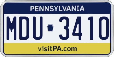 PA license plate MDU3410