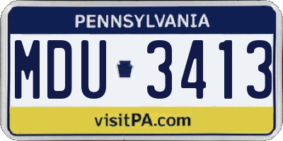PA license plate MDU3413
