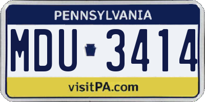 PA license plate MDU3414