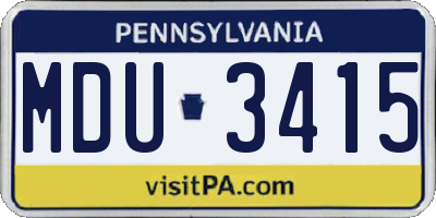 PA license plate MDU3415