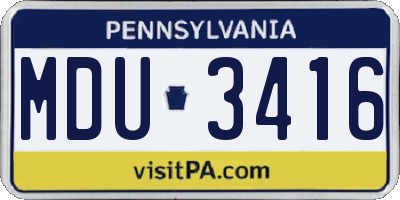 PA license plate MDU3416